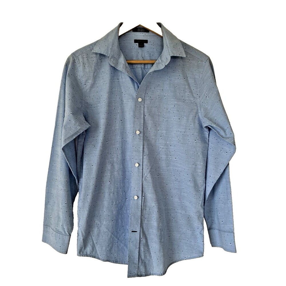 Tommy Hilfiger Boys Dress Shirt Size 18 Blue Dot Print Long Sleeve NWOT